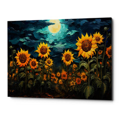 Sunflower Night Canvas Wall Art Print And Mounted