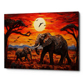 Elephant On The Savannah Canvas Wall Art Print And Mounted