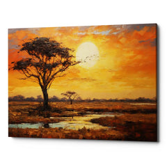 Sunset In The Savannah Canvas Wall Art Print And Mounted