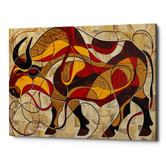 Taurus Bull Canvas Wall Art Print And Mounted