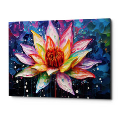 Chromatic Lotus Canvas Wall Art Print And Mounted