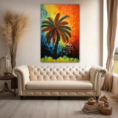 Tropical Echoes Tree Canvas Wall Art Print And Mounted