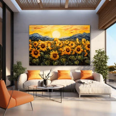 Symphony of serene sunflowers Canvas Wall Art Print And Mounted