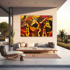 Colours of Africa Giraffe Canvas Wall Art Print And Mounted