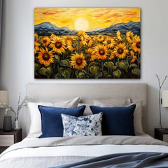 Symphony of serene sunflowers Canvas Wall Art Print And Mounted