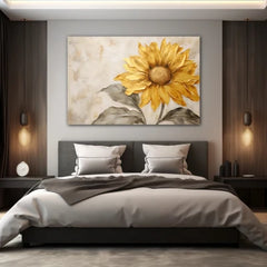 Solar Halo Sunflower Canvas Wall Art Print And Mounted