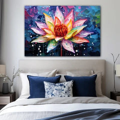 Chromatic Lotus Canvas Wall Art Print And Mounted