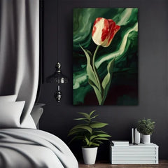 Carmine Mystery Tulip Canvas Wall Art Print And Mounted