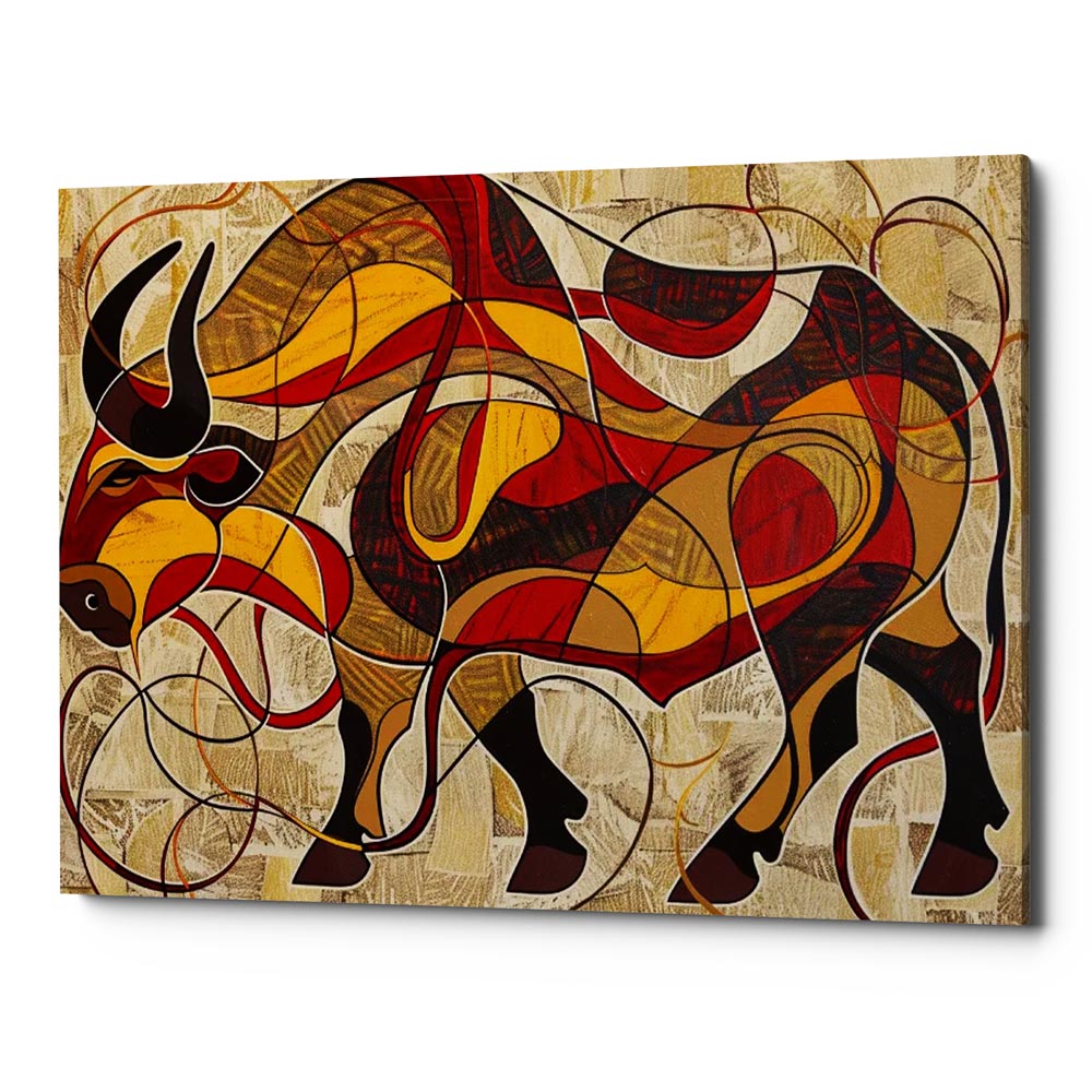 Taurus Bull Canvas Wall Art Print And Mounted