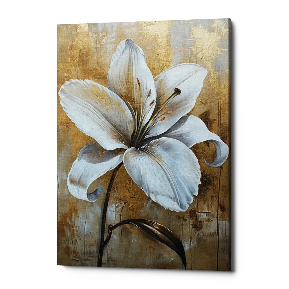 Petals Over Gold Canvas Wall Art Print And Mounted