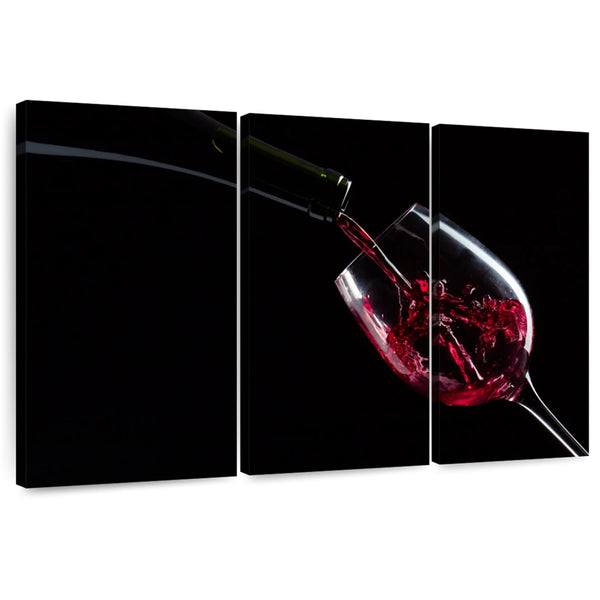 Red Wine 3 Piece Canvas Wall Art For Living Room Bedroom Office Home Decoration