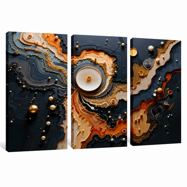 Trendy Orange Black 3 Piece Abstract Wall Art For Living Room Bedroom Office Home Decoration