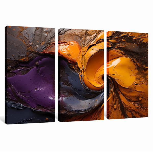 Abstract 3 Piece Orange Purple Swirl Painting Abstract Wall Art For Living Room Bedroom Office Home Decoration