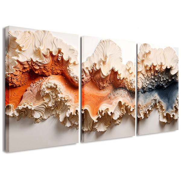 Luxury Beige And Sand Red 3 Piece Abstract Landscape Painting Canvas Wall Art For Living Room Bedroom Office Home Decoration