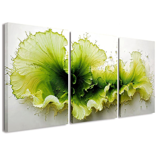 Luxury Light Green 3 Piece Abstract Canvas Wall Art For Living Room Bedroom Office Home Decoration