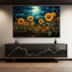 Sunflower Night Canvas Wall Art Print And Mounted