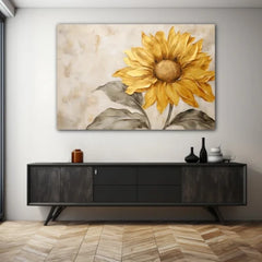 Solar Halo Sunflower Canvas Wall Art Print And Mounted