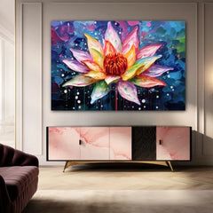 Chromatic Lotus Canvas Wall Art Print And Mounted