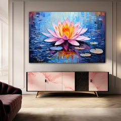 The Lake Of Illusion Lotus Canvas Wall Art Print And Mounted