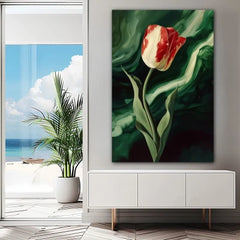 Carmine Mystery Tulip Canvas Wall Art Print And Mounted