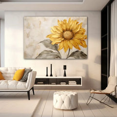 Solar Halo Sunflower Canvas Wall Art Print And Mounted