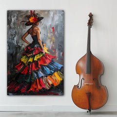 Fiery Colors Dress Woman Canvas Wall Art Print And Mounted
