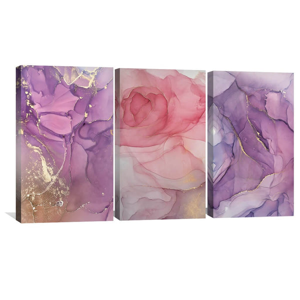 Brushed Petal Canvas 3 Piece Abstract Wall Art For Living Room Bedroom Office Home Decoration