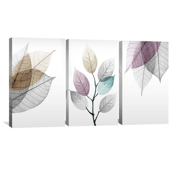 Color Splash Leaf 3 Piece Abstract Canvas Wall Art For Living Room Bedroom Office Home Decoration