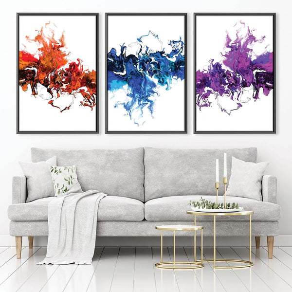 Colorful White Wave Abstract Canvas Print Wall Art For Living Room Bedroom Office Home Decoration