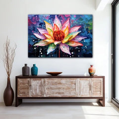 Chromatic Lotus Canvas Wall Art Print And Mounted