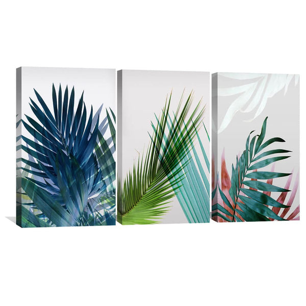 Exotic Leaves 3 Piece Abstract Canvas Wall Art For Living Room Bedroom Office Home Decoration