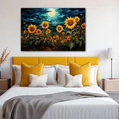 Sunflower Night Canvas Wall Art Print And Mounted