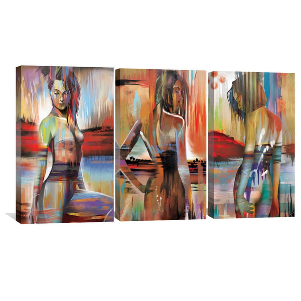 Horizon Woman 3 Piece Abstract Canvas Wall Art For Living Room Bedroom Office Home Decoration