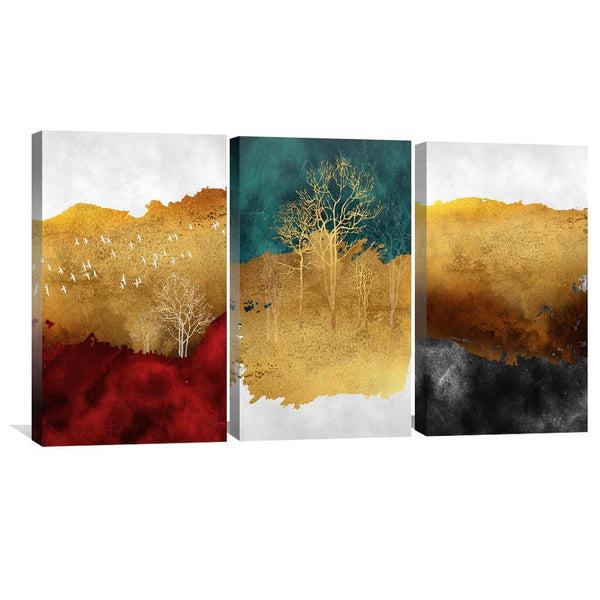 Mystical Forest 3 Piece Abstract Canvas Wall Art For Living Room Bedroom Office Home Decoration