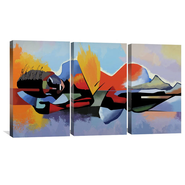 Buddha Reflection 3 Piece Abstract Canvas Wall Art For Living Room Bedroom Office Home Decoration