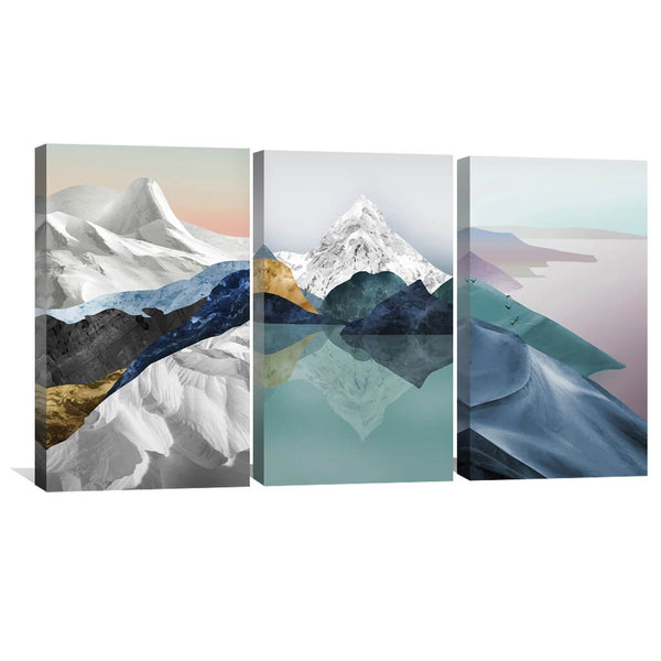 Rocky Mountain 3 Piece Abstract Canvas Wall Art For Living Room Bedroom Office Home Decoration