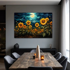 Sunflower Night Canvas Wall Art Print And Mounted