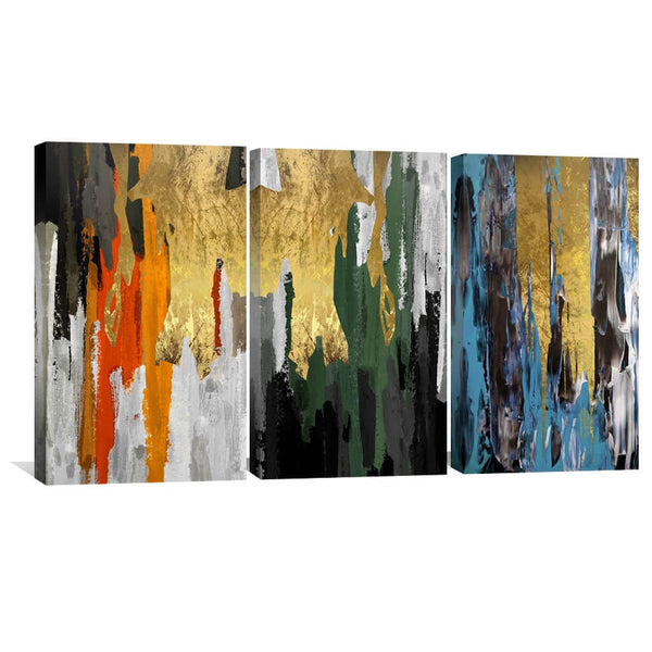 The Abstract Curtain 3 Piece Canvas Wall Art For Living Room Bedroom Office Home Decoration