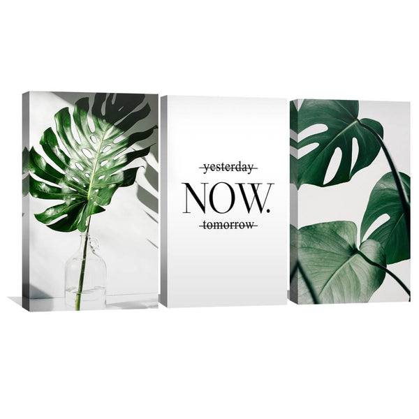 Tropical Leaf 3 Piece Abstract Canvas Wall Art For Living Room Bedroom Office Home Decoration